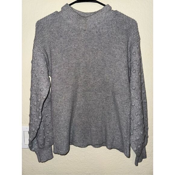 Cece Womens Gray Textured Long Sleeve Round Neck Sweater - Picture 4 of 14